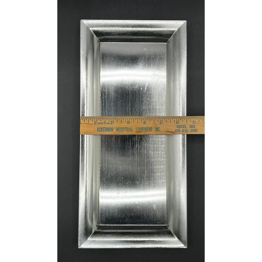 Heavy Plastic Silver Rectangular Decorative Tray Brushed Metallic 14x6.5